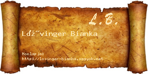 Lővinger Bianka névjegykártya